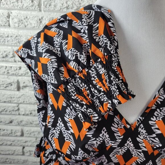 Shein Curve Womens Top 1XL Plus Crop Smock Sleeve Side Zip Orange GEO168E - Picture 5 of 9